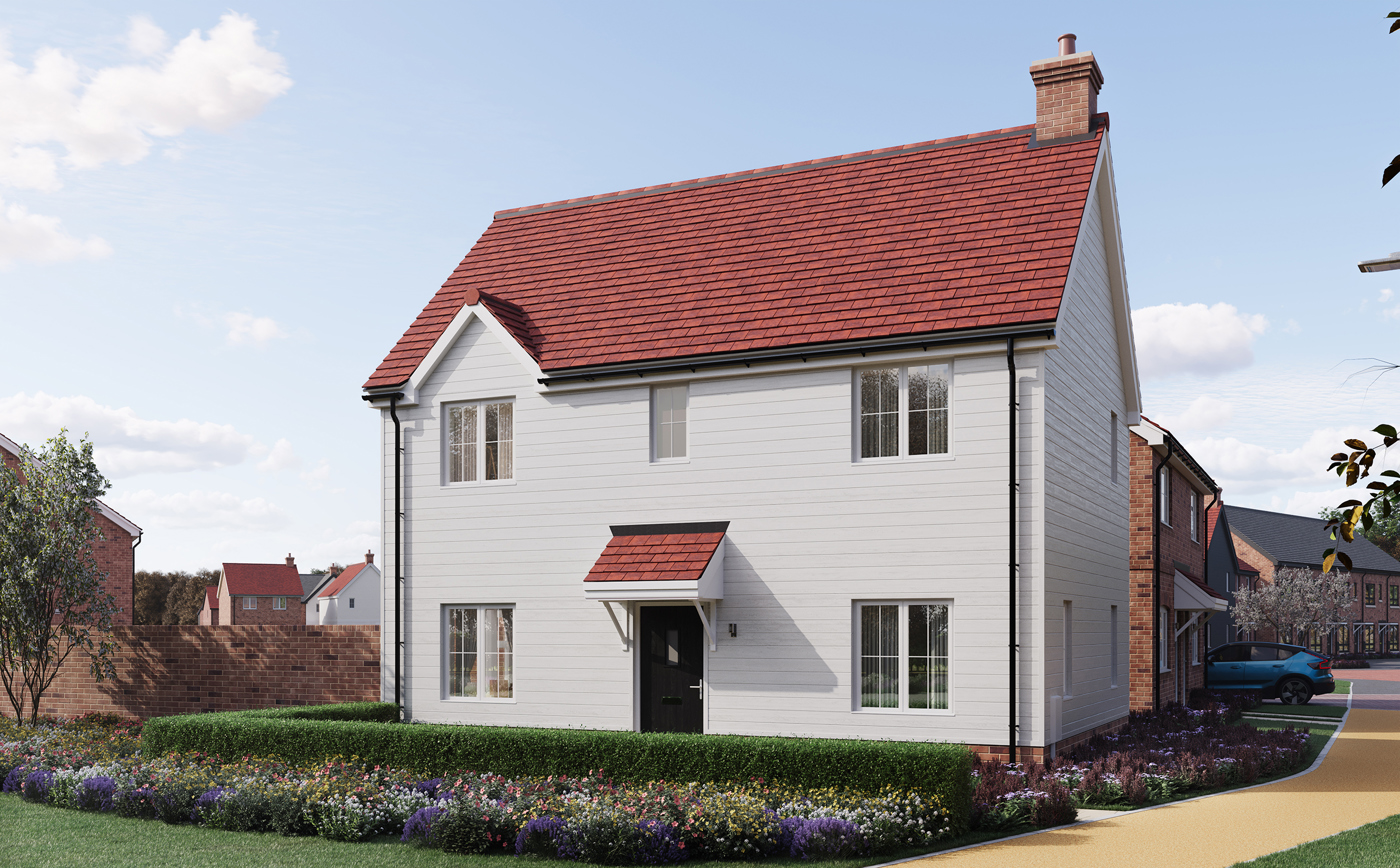 The Gosford housetype at Lower Herne Village — a detached home with cottage-style cladding